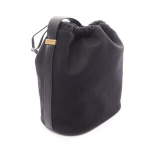 Saint Laurent Paris Rive Gauche Bucket Bag Shoulder Wool Leather Black